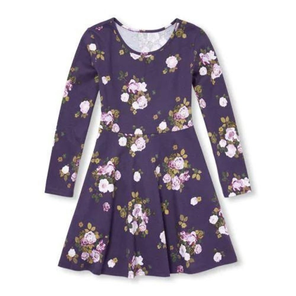 Children's Place Purple Floral Long Sleeve Dress